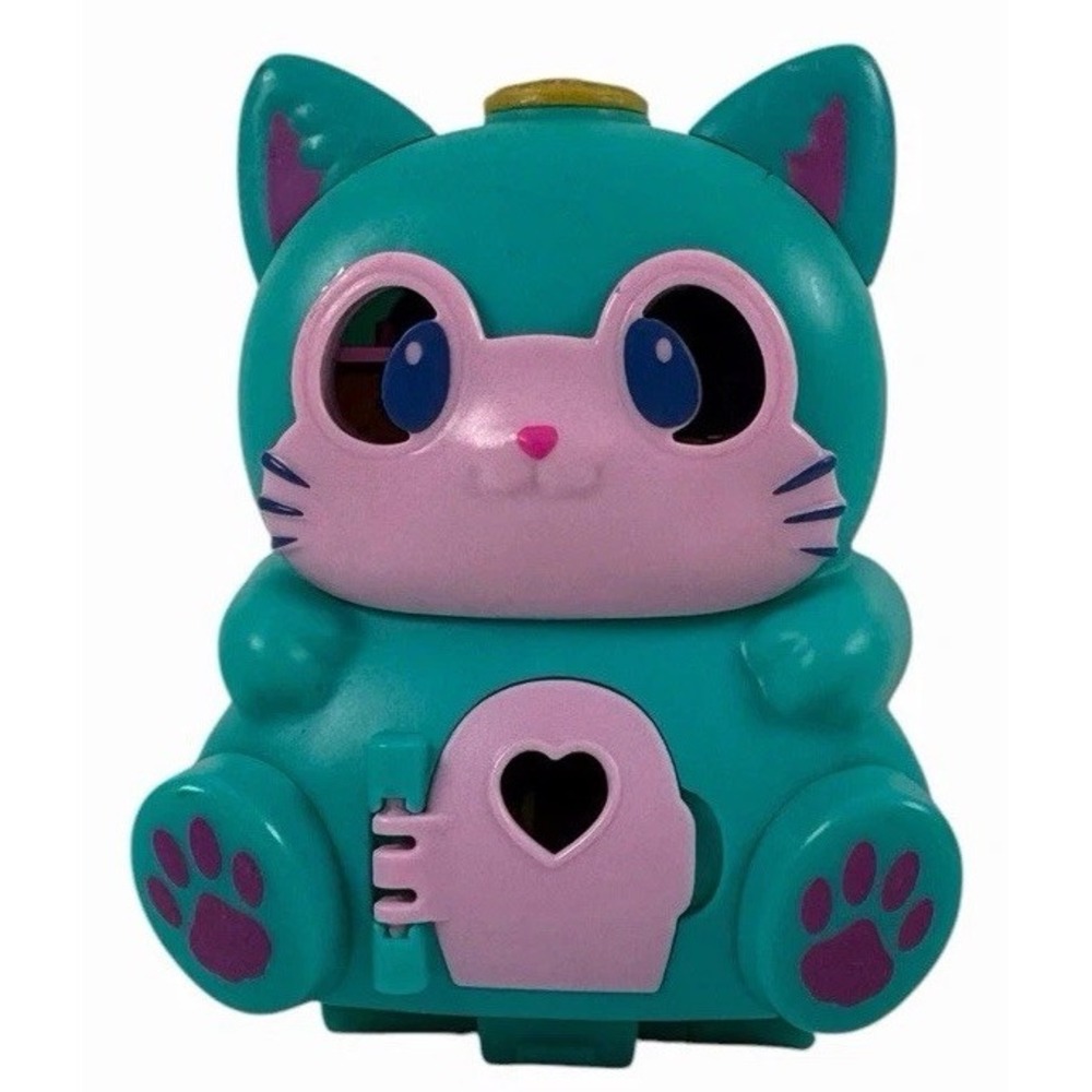 Aqua Blue Polly Doll  Pet Cat Flip & Find Compact - Travel Toy